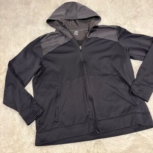 The North Face Gray and Black hooded zip front meets Jacket size XL